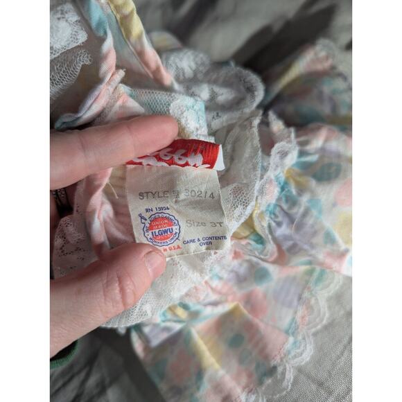 Cuddle Teen Cottage Core Vintage 90s Floral Pastel Dress 3T Ruffles Lace Toddler - Picture 2 of 4